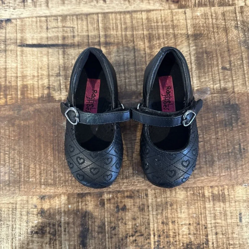 Rachel Shoes Girl's Baby Toddler Mary Jane Shoes Black size 5 Olive Dress Heart